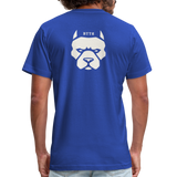 "Bad to the Bone" - Reverse Pitbull Logo, Unisex Jersey T-Shirt - royal blue