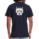 "Bad to the Bone" - Reverse Pitbull Logo, Unisex Jersey T-Shirt - navy