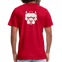 "Bad to the Bone" - Reverse Pitbull Logo, Unisex Jersey T-Shirt - red