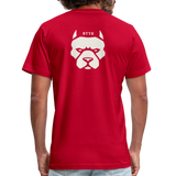 "Bad to the Bone" - Reverse Pitbull Logo, Unisex Jersey T-Shirt - red